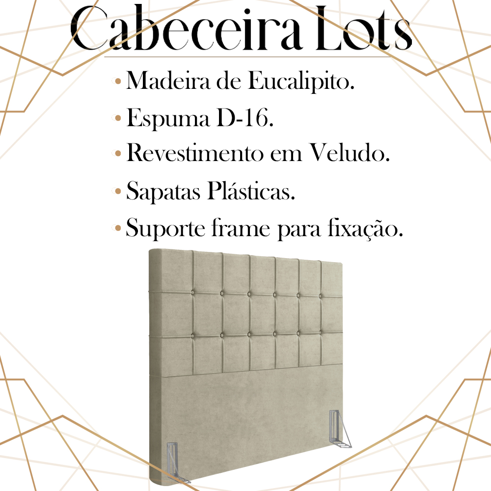 Cabeceira Queen 158 cm Lots Veludo Bege Soon