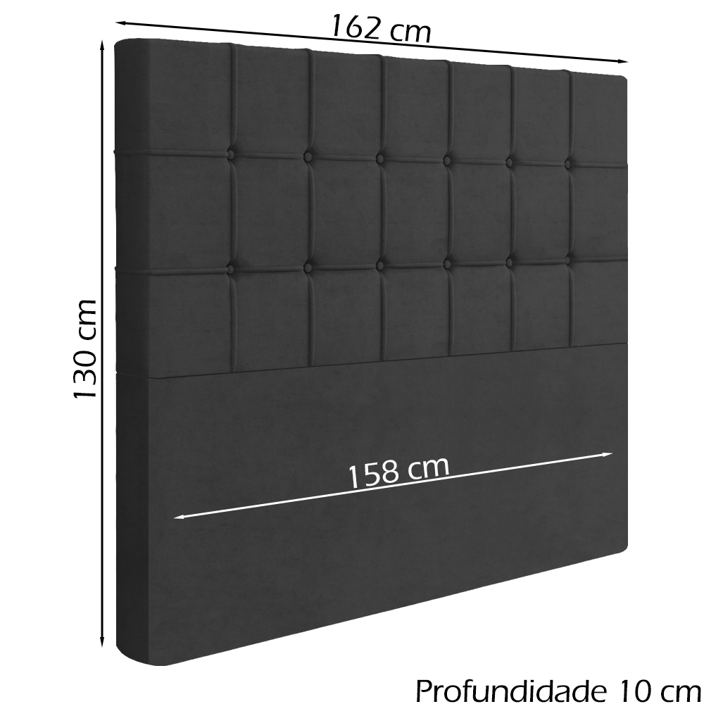 Cabeceira Queen 158 cm Lots Veludo Preto Soon