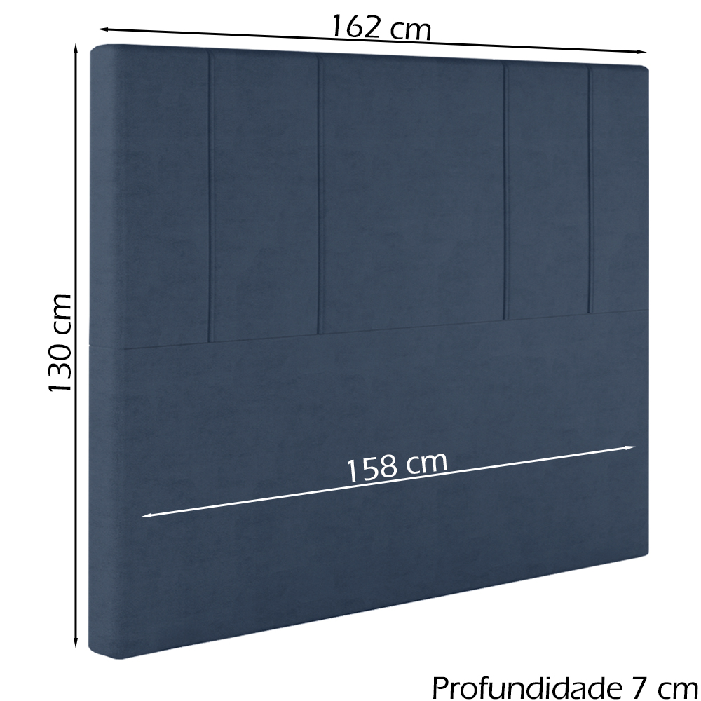 Cabeceira Queen 158 cm Madrid Veludo Azul Soon