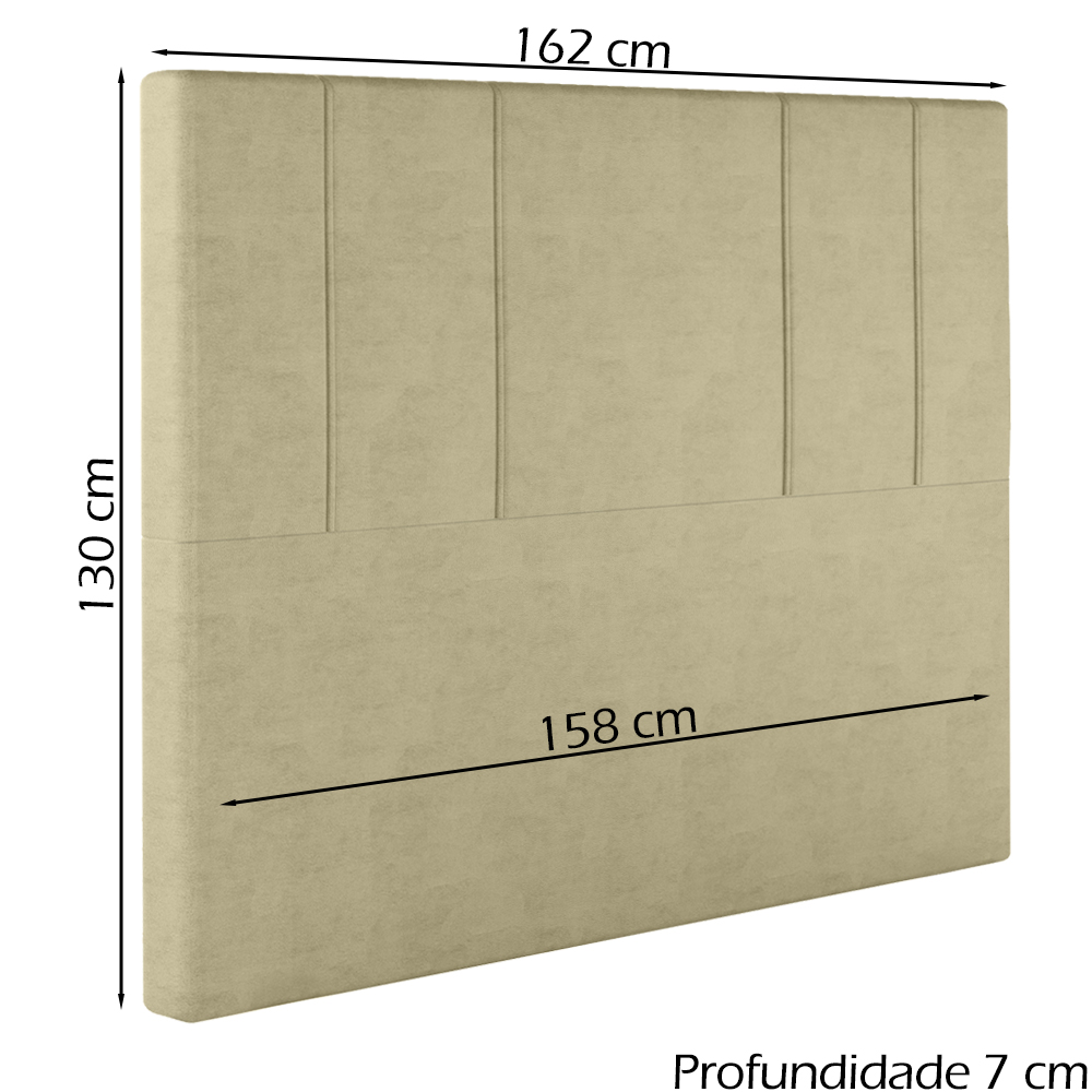Cabeceira Queen 158 cm Madrid Veludo Bege Soon