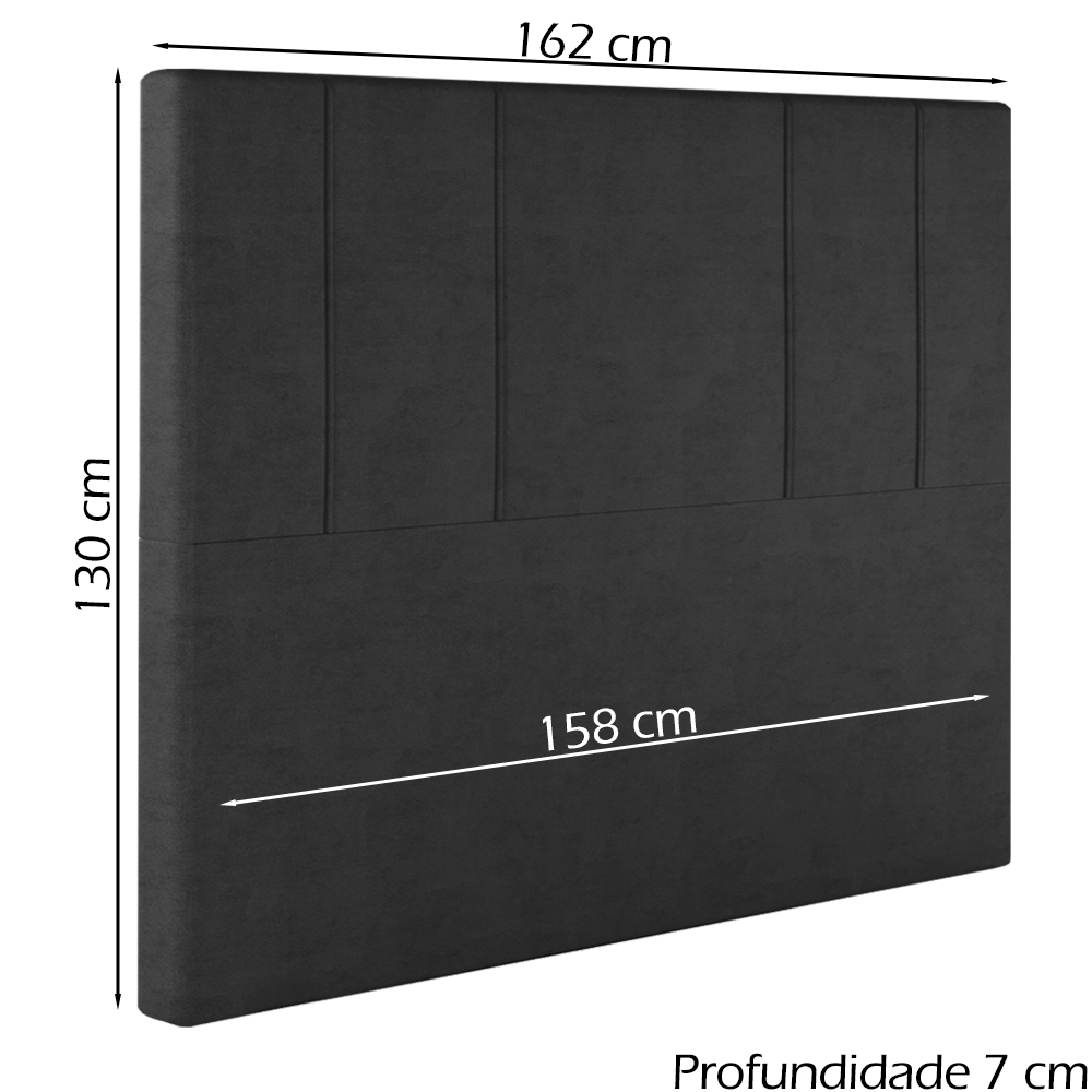 Cabeceira Queen 158 cm Madrid Veludo Preto Soon