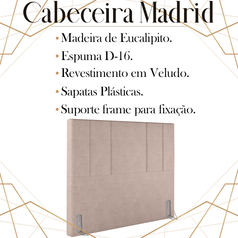 Cabeceira Queen 158 cm Madrid Veludo Rose Soon