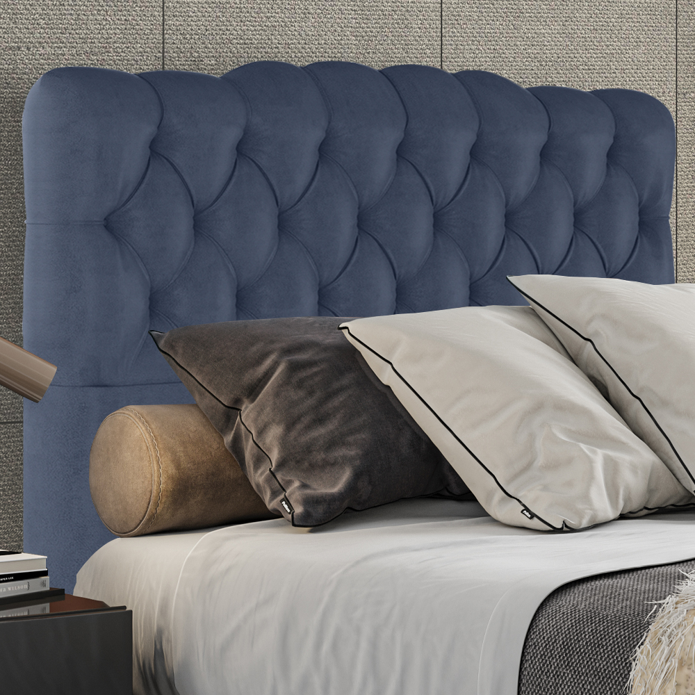 Cabeceira Queen 158 cm Milan Veludo Azul Soon