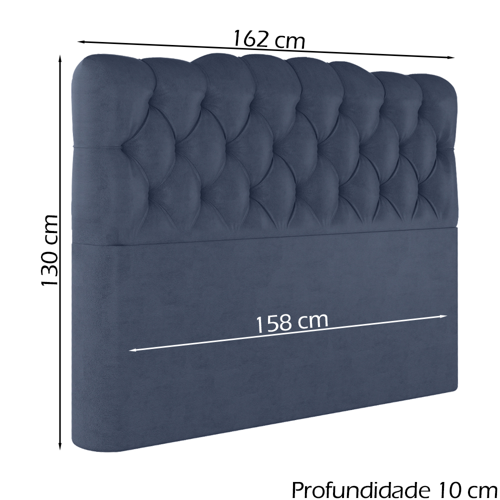 Cabeceira Queen 158 cm Milan Veludo Azul Soon