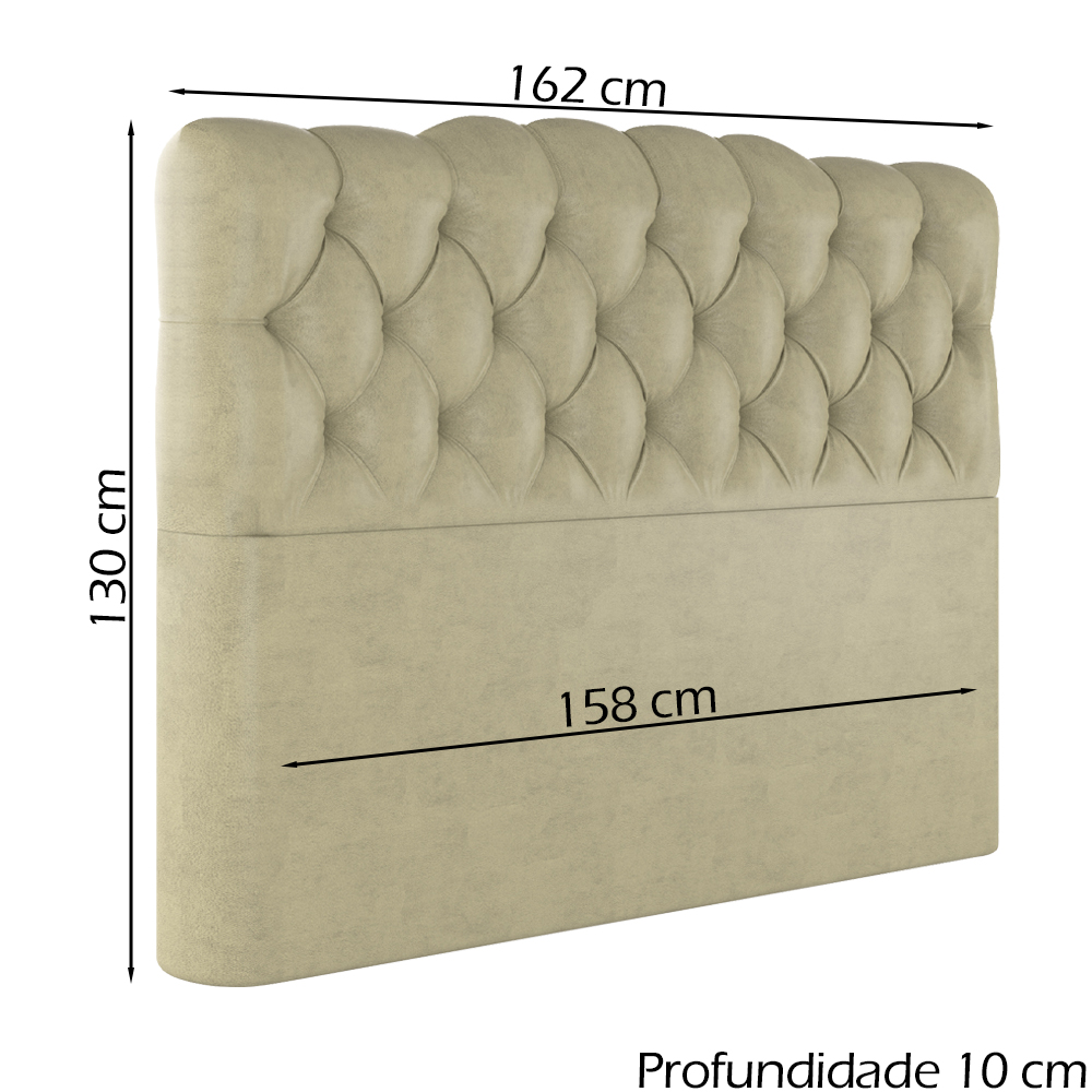 Cabeceira Queen 158 cm Milan Veludo Bege Soon