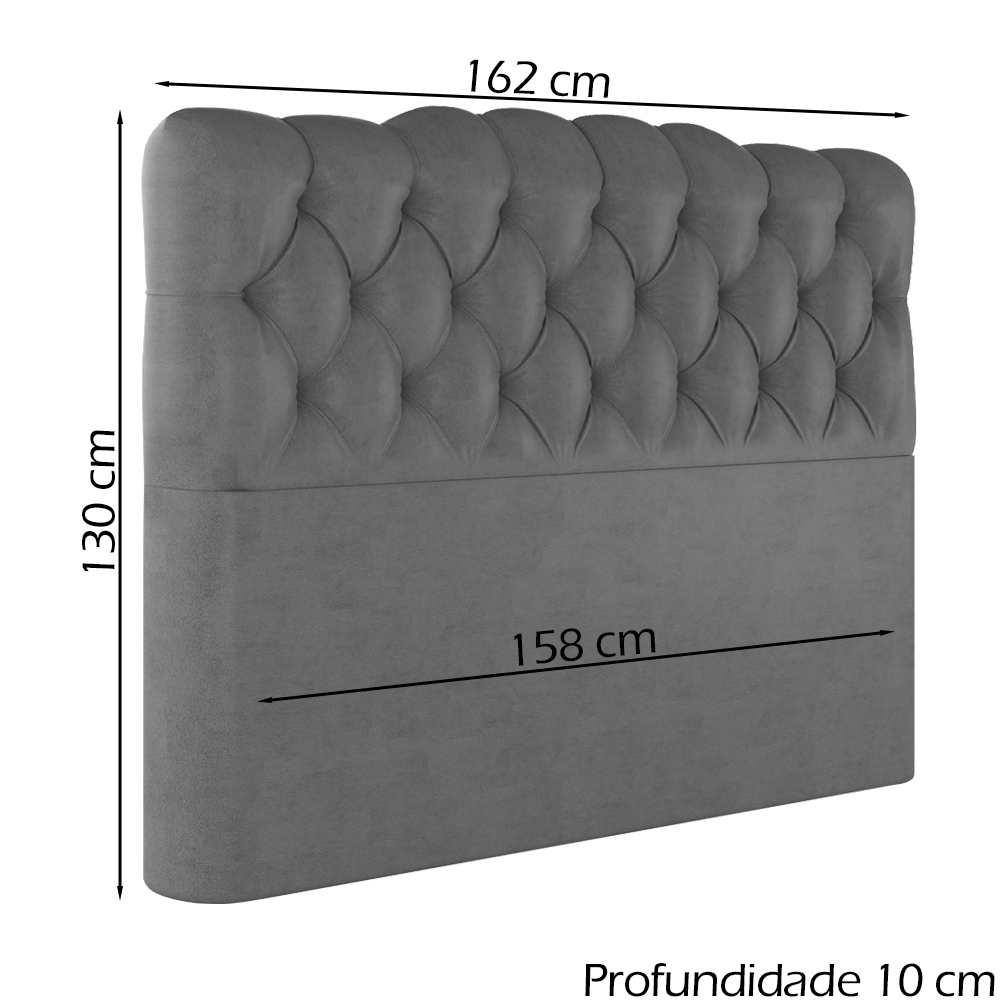 Cabeceira Queen 158 cm Milan Veludo Cinza Soon