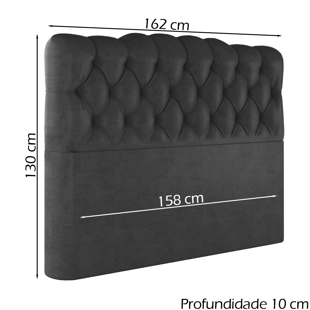 Cabeceira Queen 158 cm Milan Veludo Preto Soon
