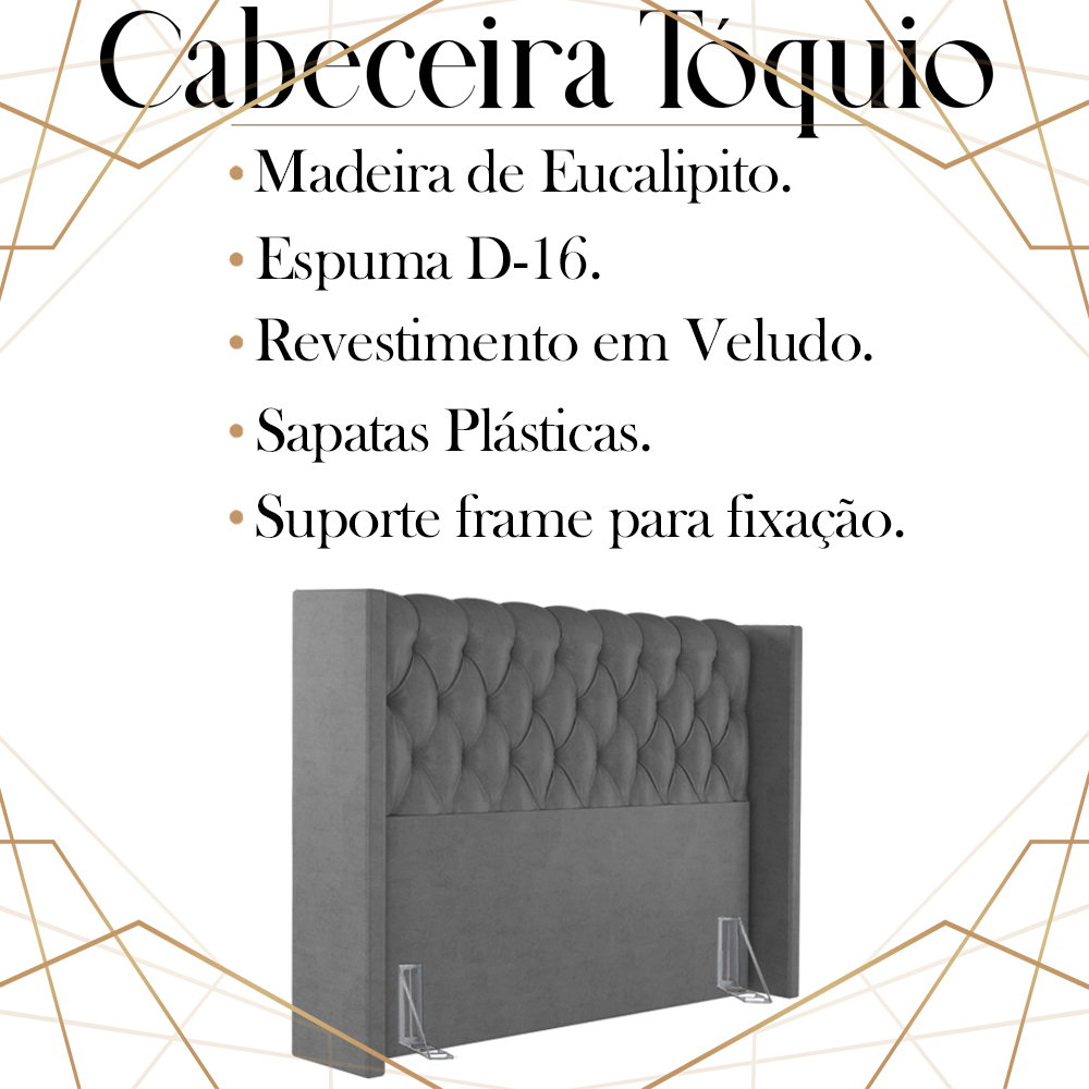 Cabeceira Queen 158 cm Toquio Veludo Cinza Soon