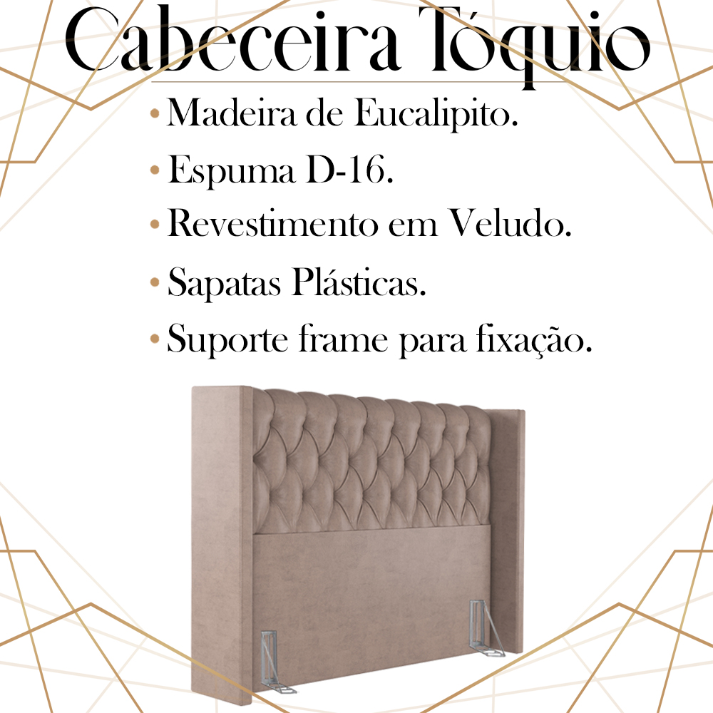 Cabeceira Queen 158 cm Toquio Veludo Rose Soon