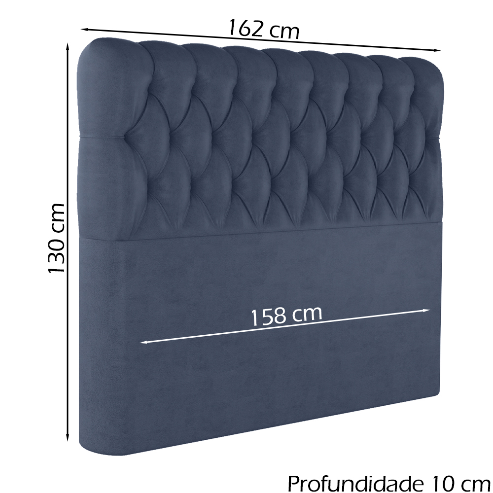 Cabeceira Queen 158 cm Vegas Veludo Azul Soon