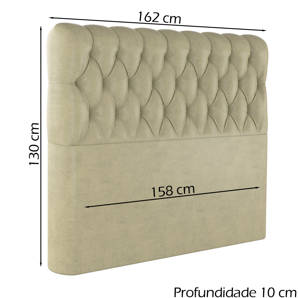 Cabeceira Queen 158 cm Vegas Veludo Bege Soon