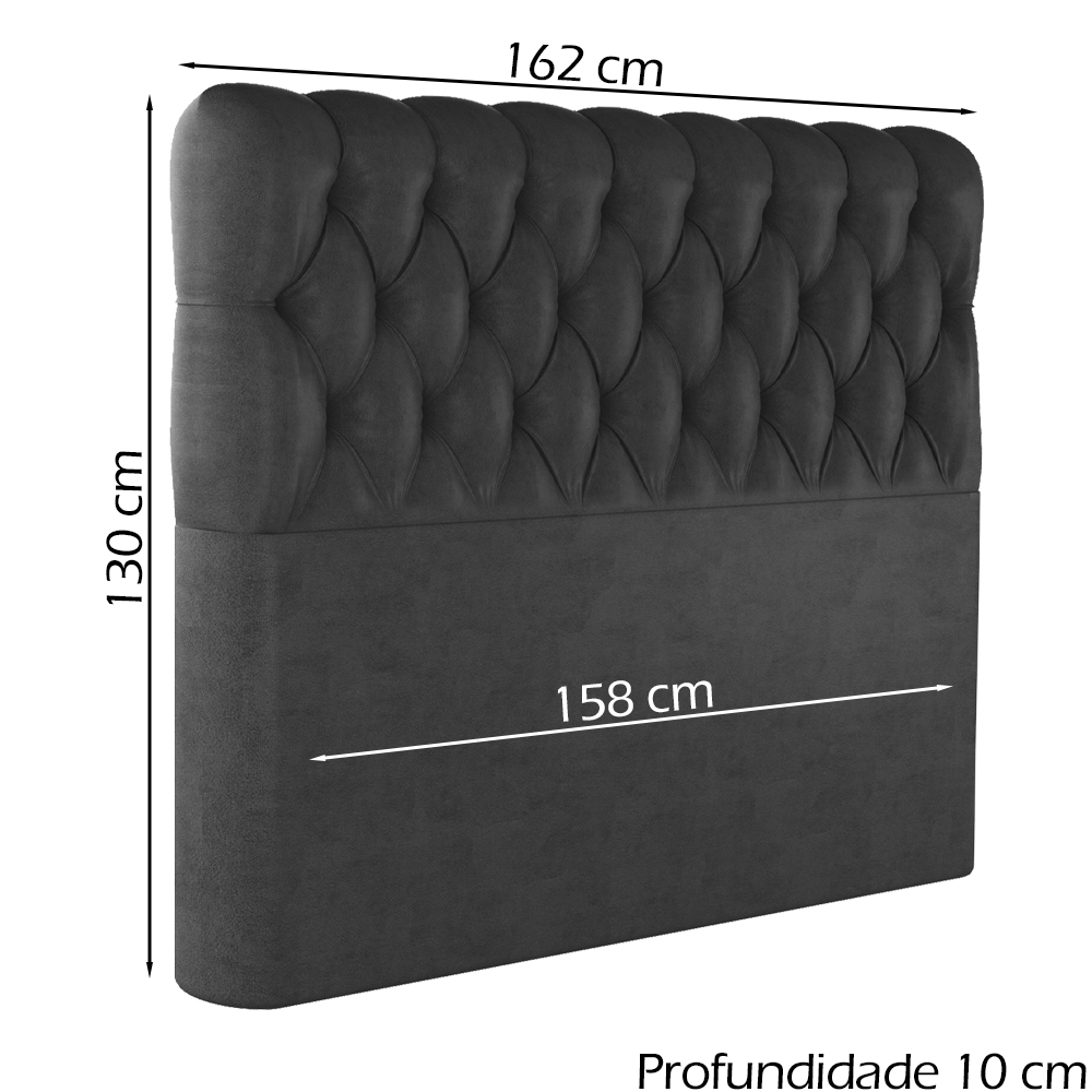 Cabeceira Queen 158 cm Vegas Veludo Preto Soon