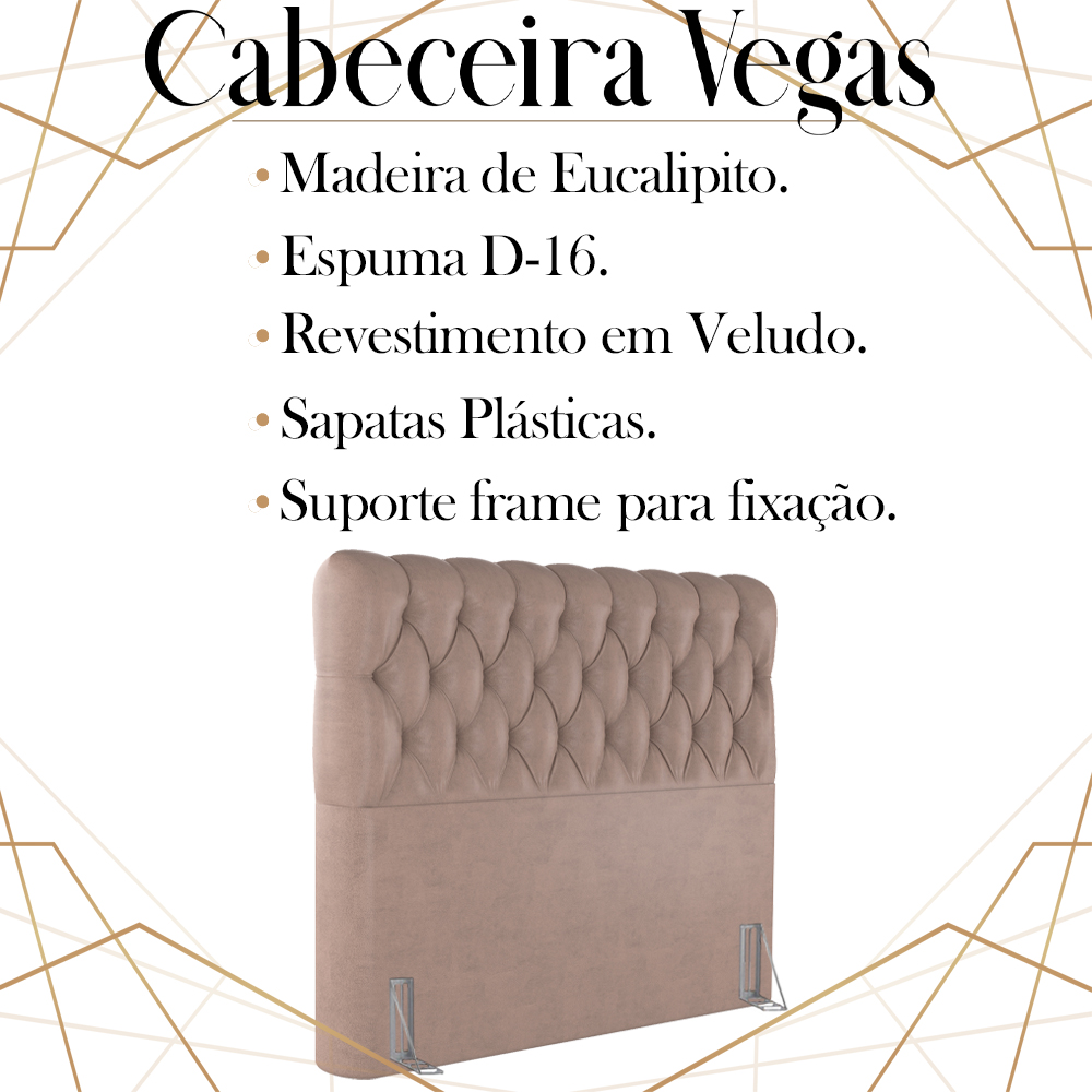 Cabeceira Queen 158 cm Vegas Veludo Rose Soon
