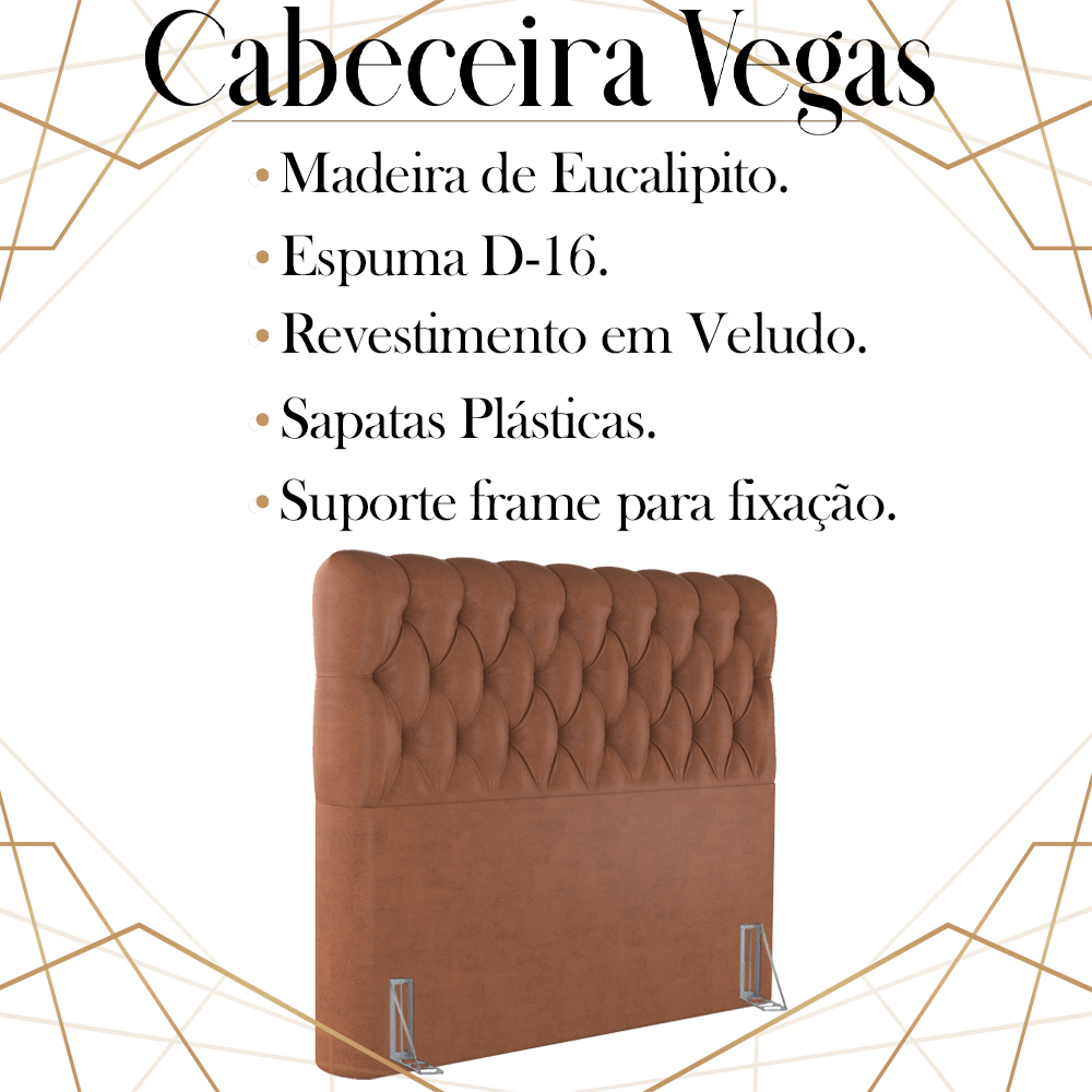 Cabeceira Queen 158 cm Vegas Veludo Terracota Soon