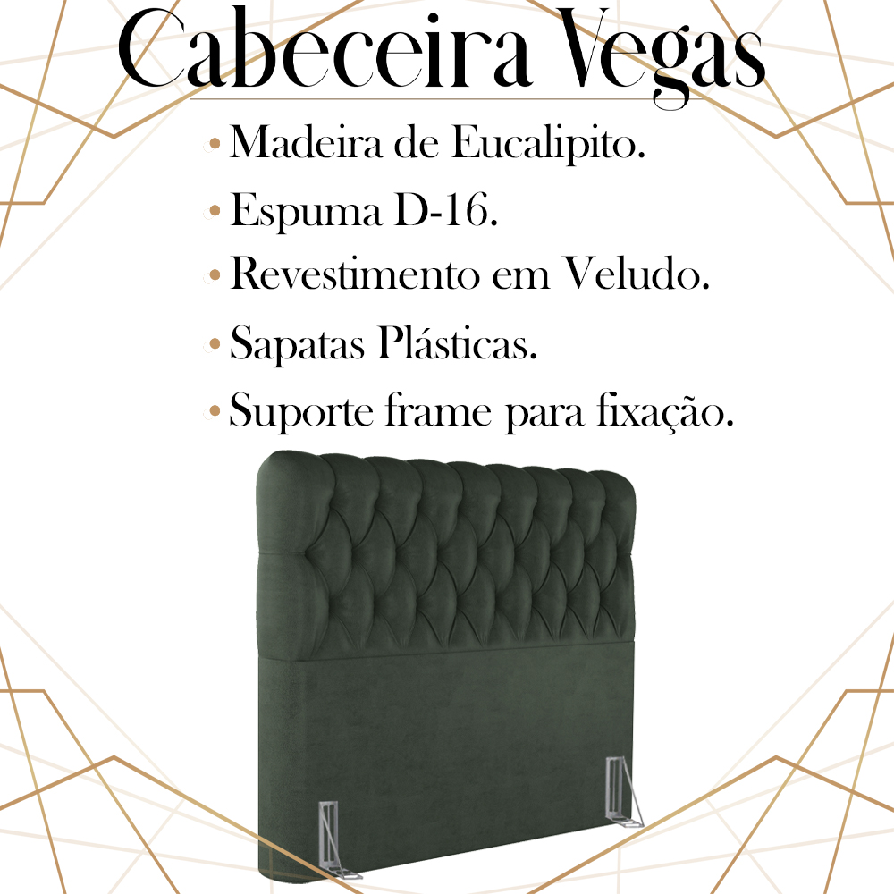 Cabeceira Queen 158 cm Vegas Veludo Verde Soon