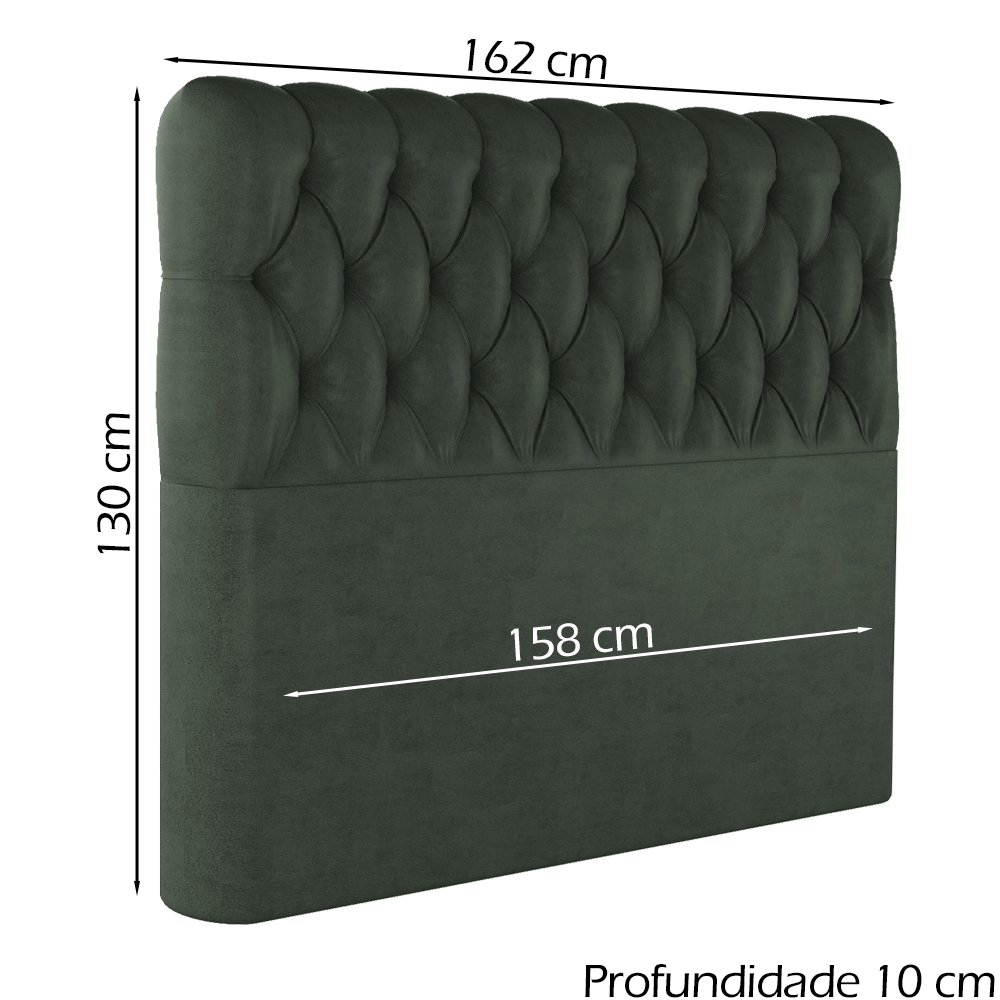 Cabeceira Queen 158 cm Vegas Veludo Verde Soon