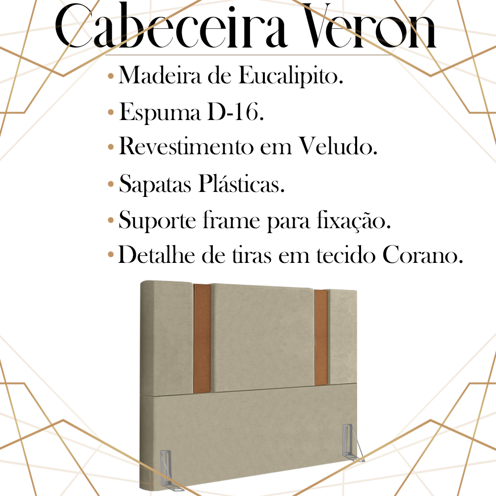 Cabeceira Queen 158 cm Veron Veludo Bege Soon