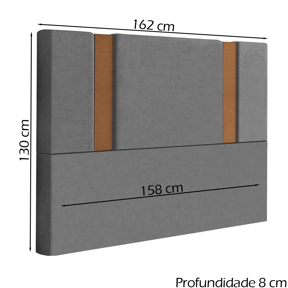Cabeceira Queen 158 cm Veron Veludo Cinza Soon