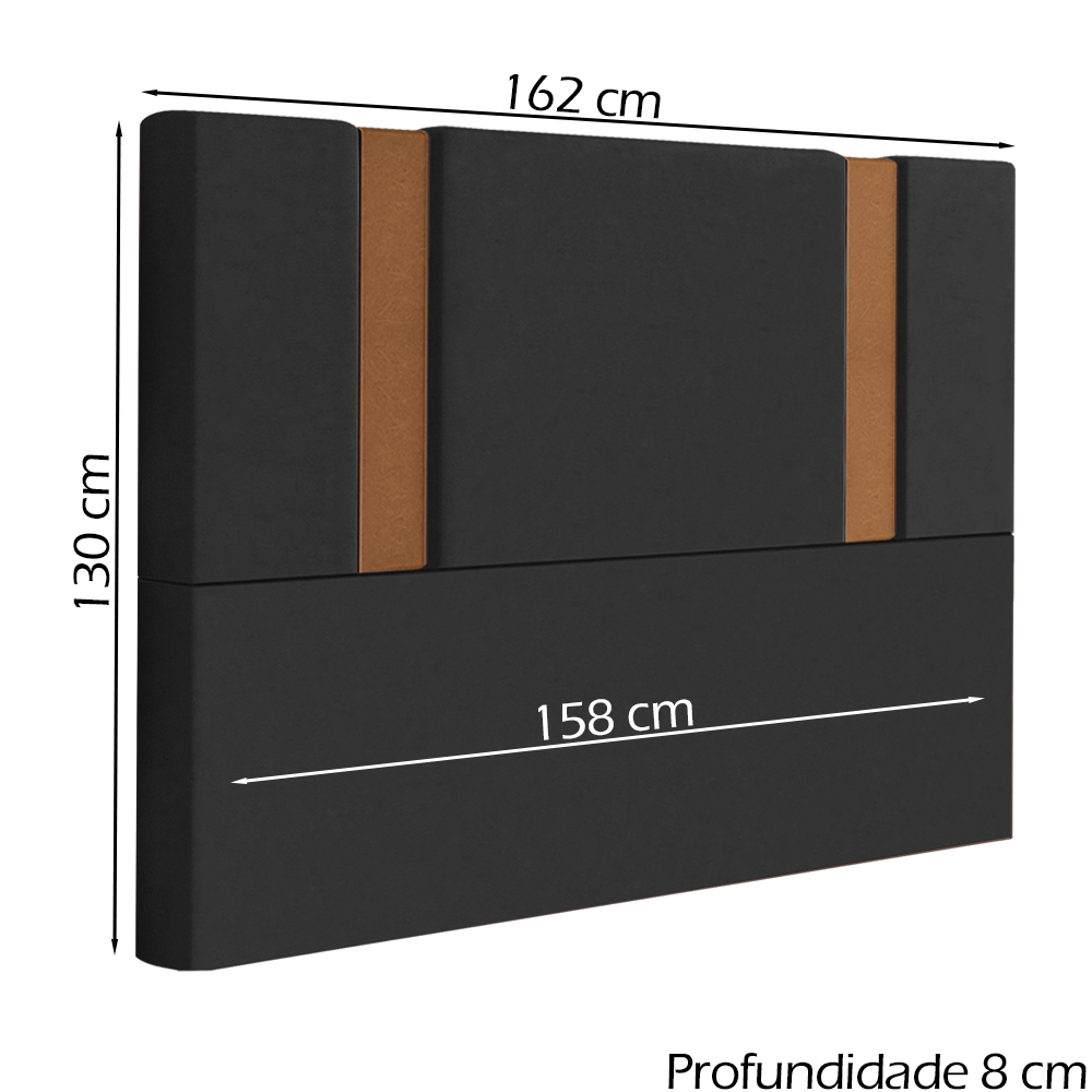 Cabeceira Queen 158 cm Veron Veludo Preto Soon