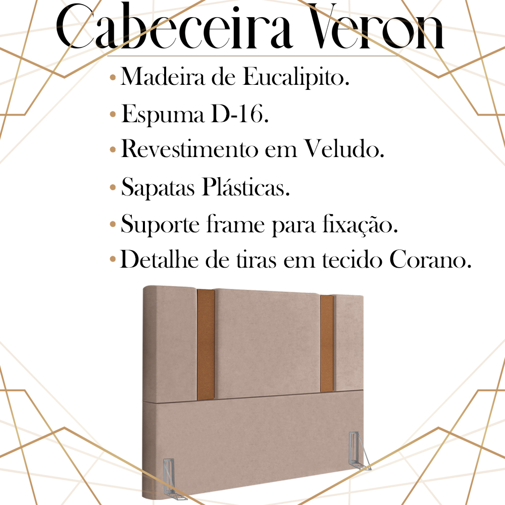 Cabeceira Queen 158 cm Veron Veludo Rose Soon