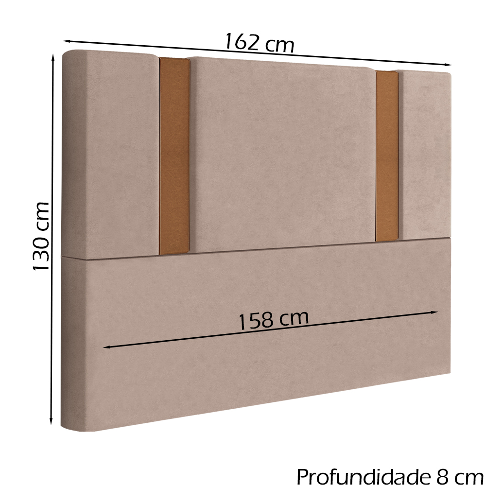 Cabeceira Queen 158 cm Veron Veludo Rose Soon