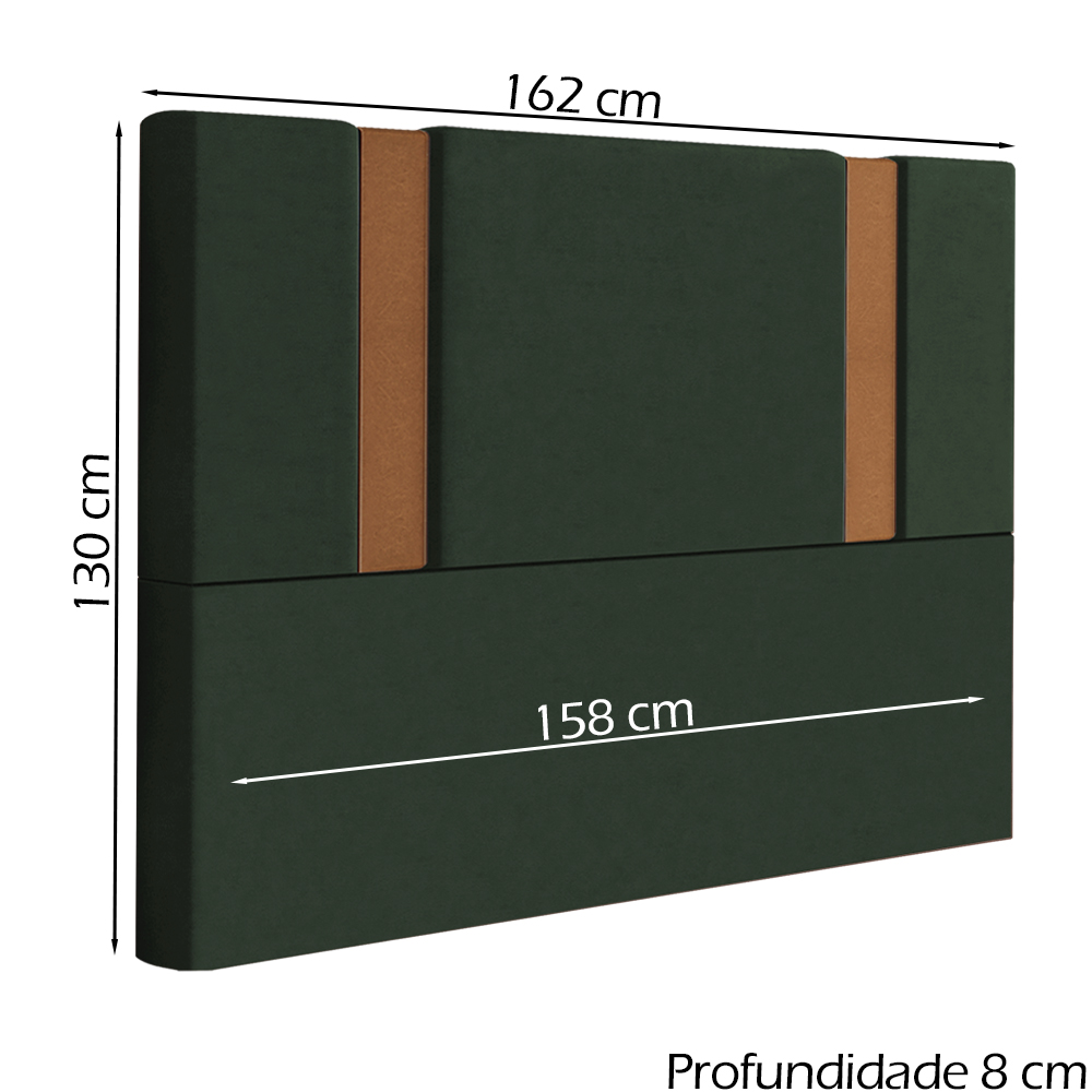 Cabeceira Queen 158 cm Veron Veludo Verde Soon
