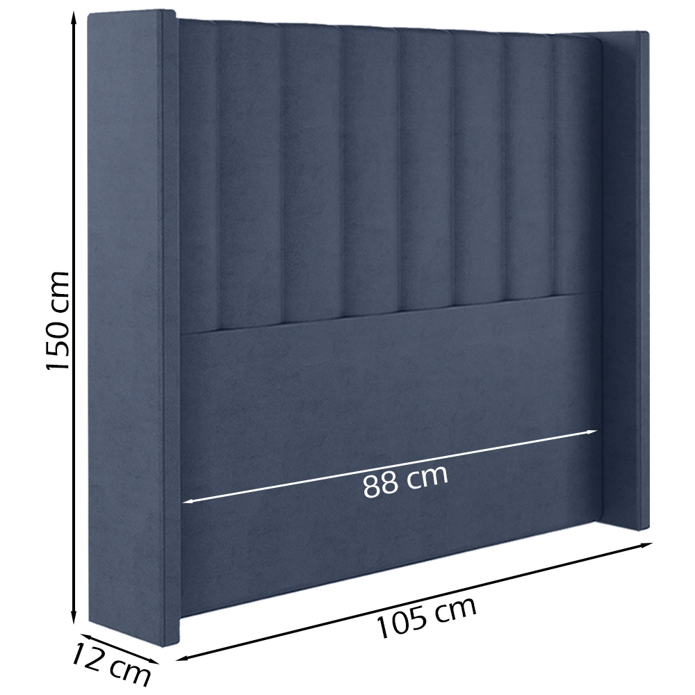 Cabeceira Solteiro 88 cm Barcell Veludo Azul Soon