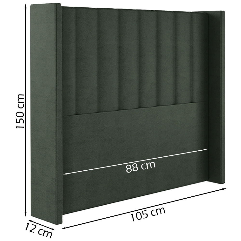 Cabeceira Solteiro 88 cm Barcell Veludo Verde Soon