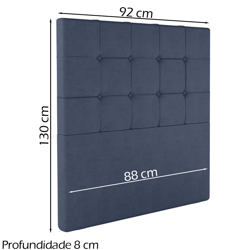 Cabeceira Solteiro 88 cm Berlin Veludo Azul Soon