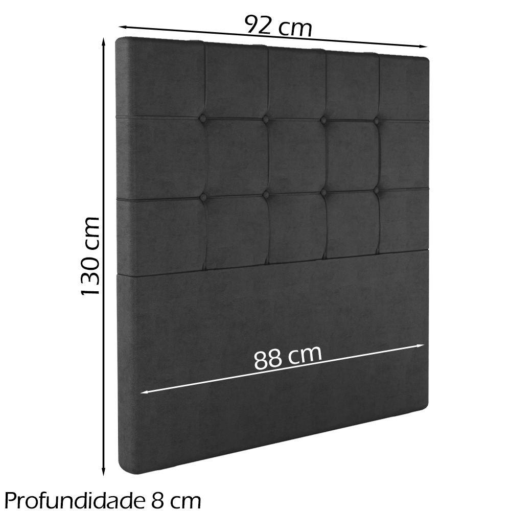 Cabeceira Solteiro 88 cm Berlin Veludo Preto Soon