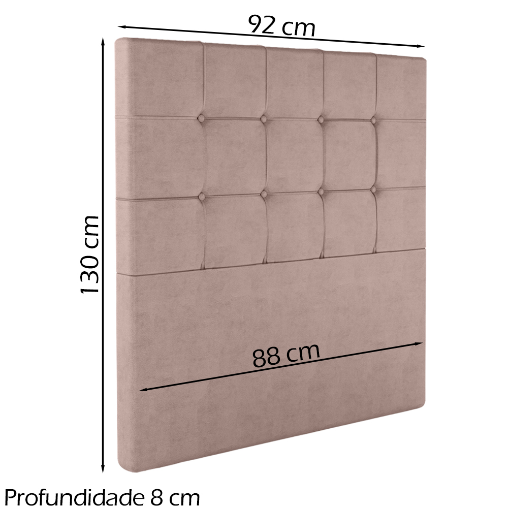 Cabeceira Solteiro 88 cm Berlin Veludo Rose Soon