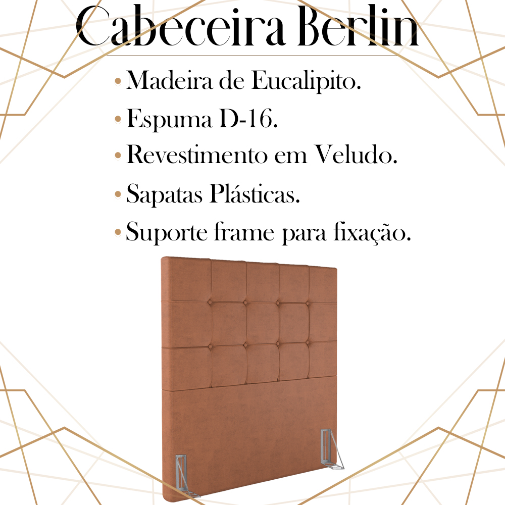 Cabeceira Solteiro 88 cm Berlin Veludo Terracota Soon