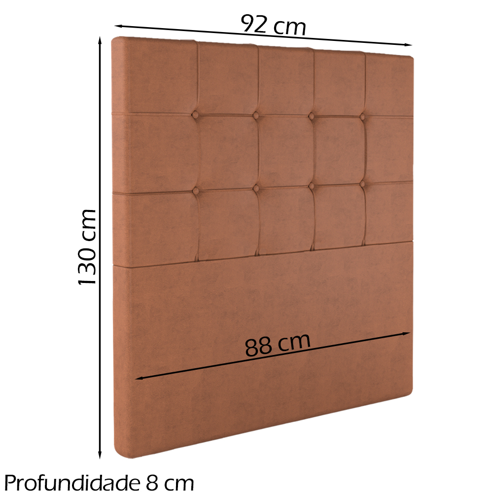 Cabeceira Solteiro 88 cm Berlin Veludo Terracota Soon