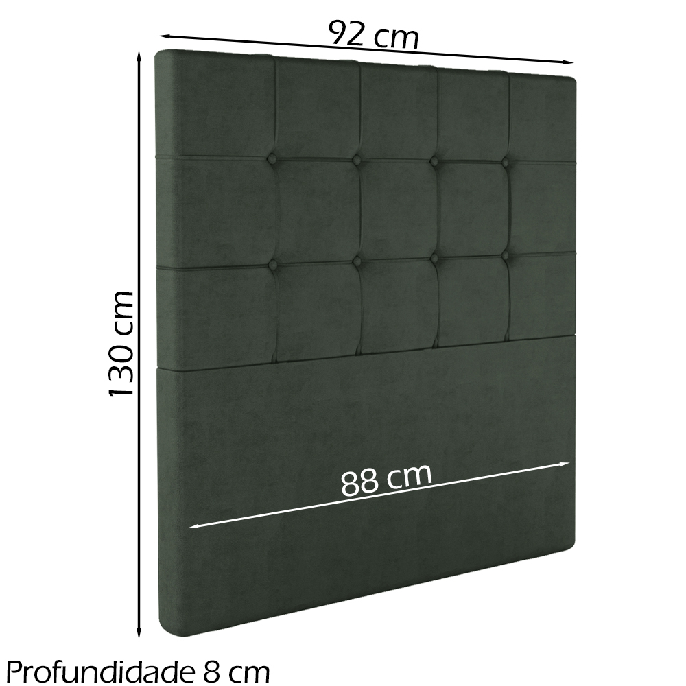 Cabeceira Solteiro 88 cm Berlin Veludo Verde Soon