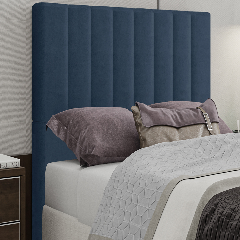 Cabeceira Solteiro 88 cm Dubai Veludo Azul Soon