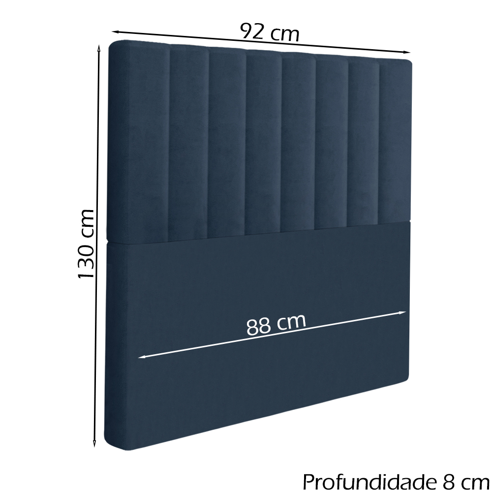Cabeceira Solteiro 88 cm Dubai Veludo Azul Soon