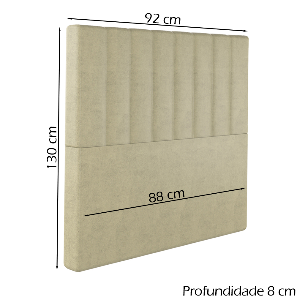 Cabeceira Solteiro 88 cm Dubai Veludo Bege Soon