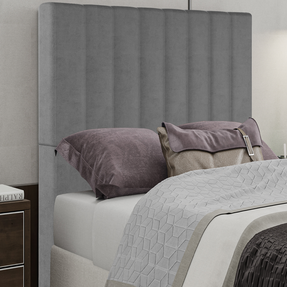 Cabeceira Solteiro 88 cm Dubai Veludo Cinza Soon