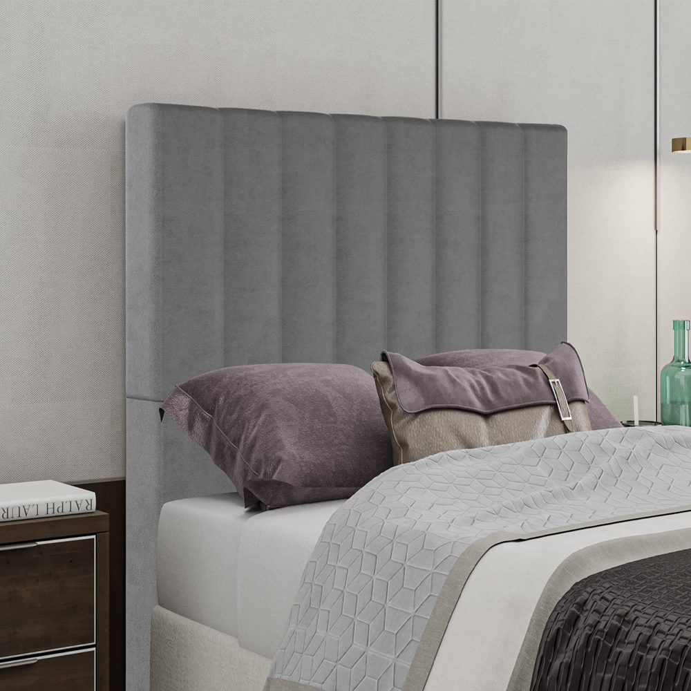Cabeceira Solteiro 88 cm Dubai Veludo Cinza Soon