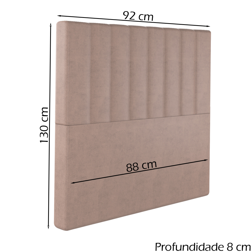 Cabeceira Solteiro 88 cm Dubai Veludo Rose Soon