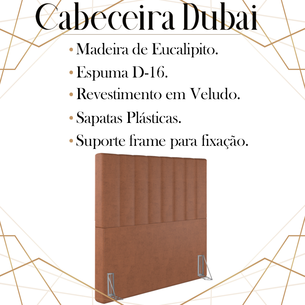 Cabeceira Solteiro 88 cm Dubai Veludo Terracota Soon