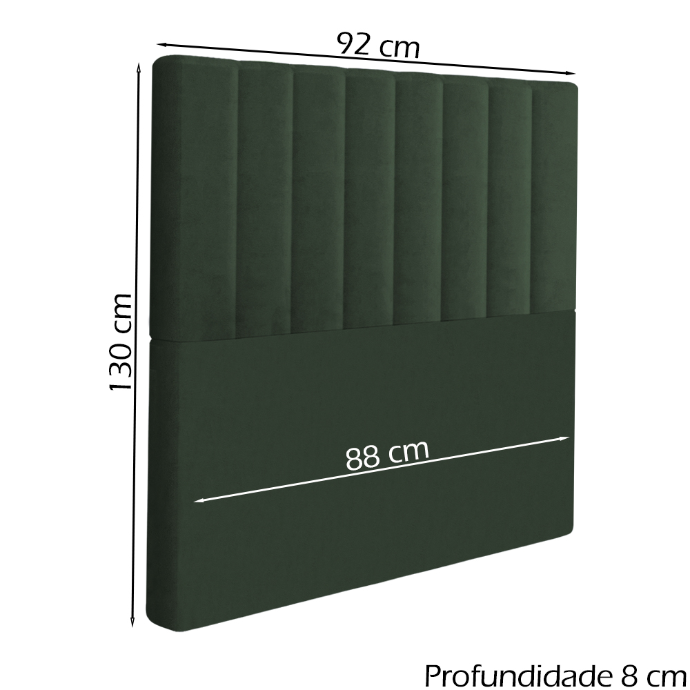 Cabeceira Solteiro 88 cm Dubai Veludo Verde Soon