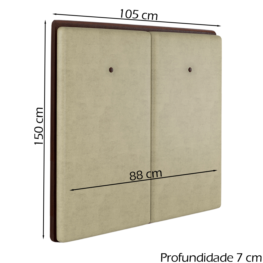 Cabeceira Solteiro 88 cm Lizz Veludo Bege Soon