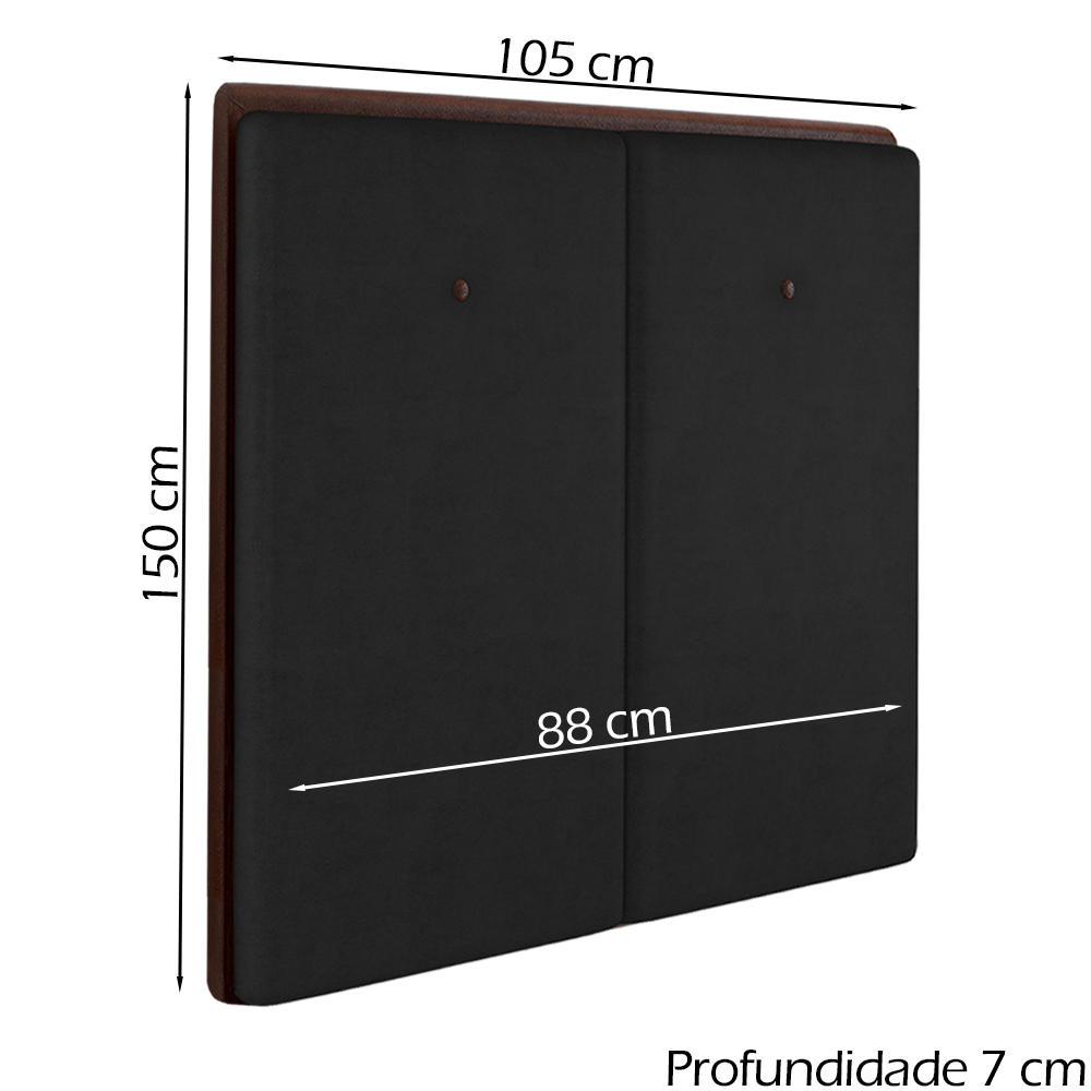 Cabeceira Solteiro 88 cm Lizz Veludo Preto Soon