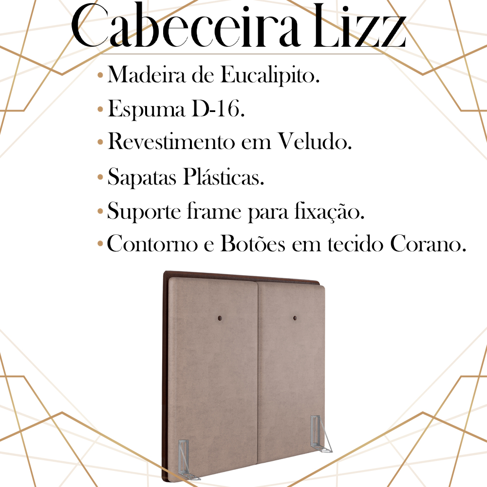 Cabeceira Solteiro 88 cm Lizz Veludo Rose Soon
