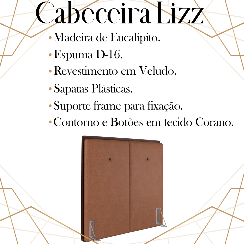 Cabeceira Solteiro 88 cm Lizz Veludo Terracota Soon