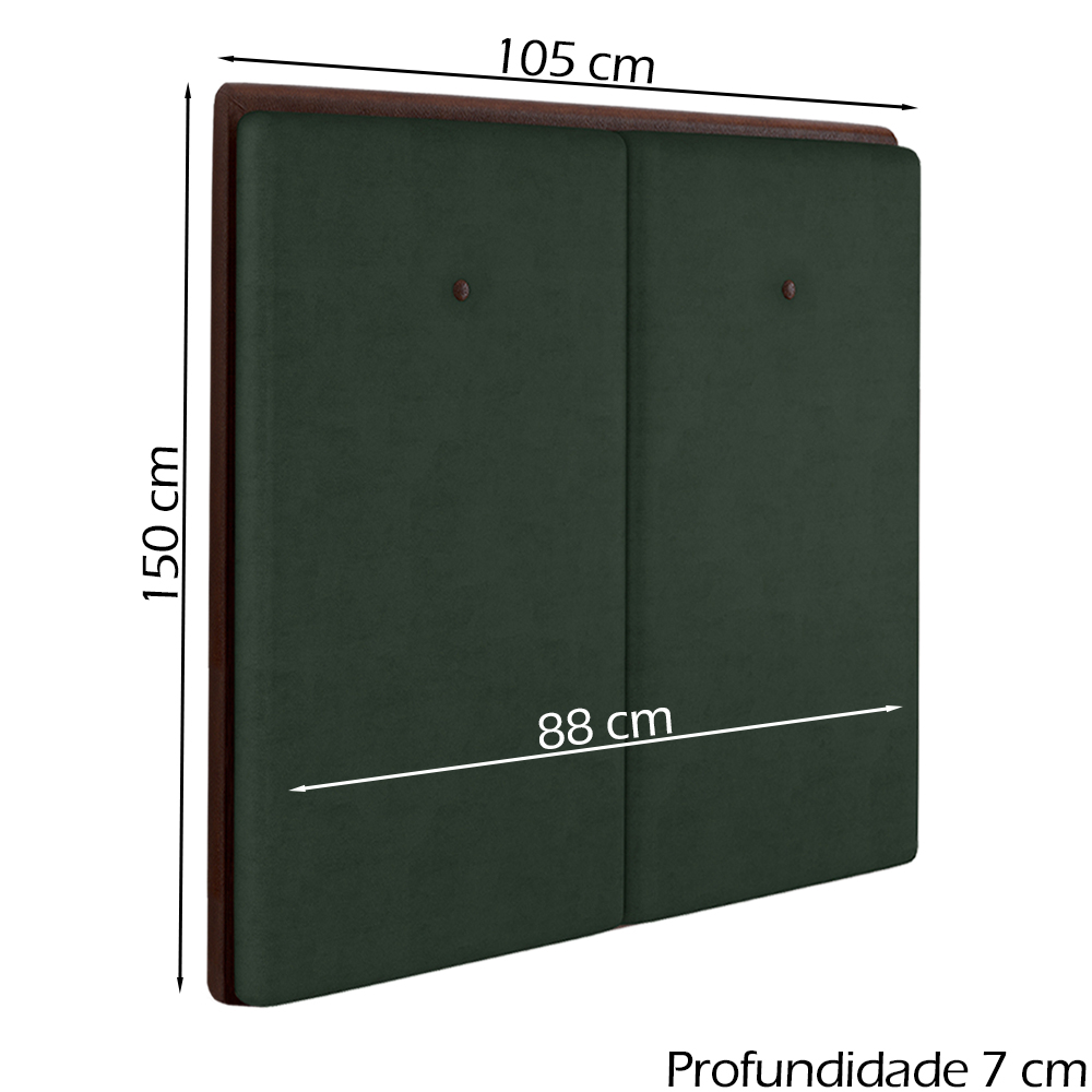 Cabeceira Solteiro 88 cm Lizz Veludo Verde Soon