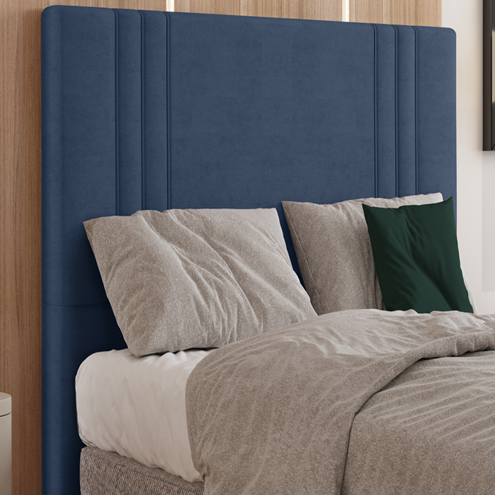 Cabeceira Solteiro 88 cm London Veludo Azul Soon