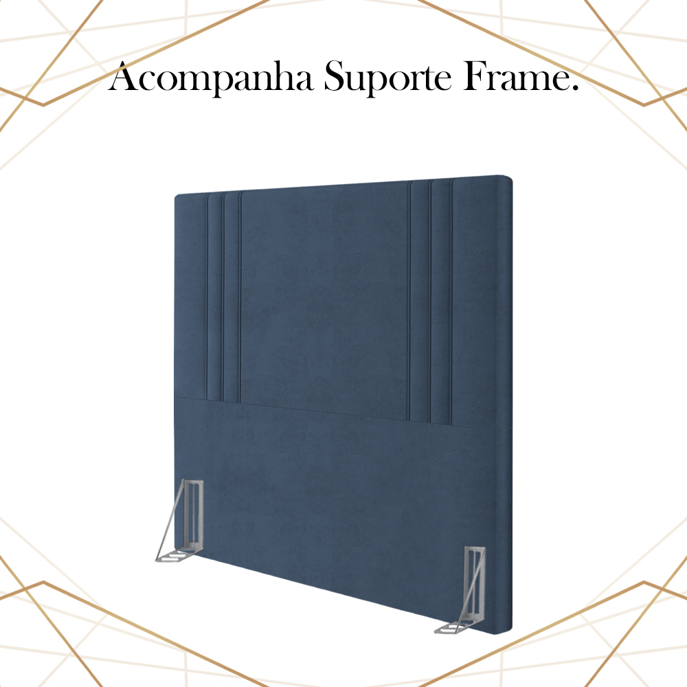 Cabeceira Solteiro 88 cm London Veludo Azul Soon