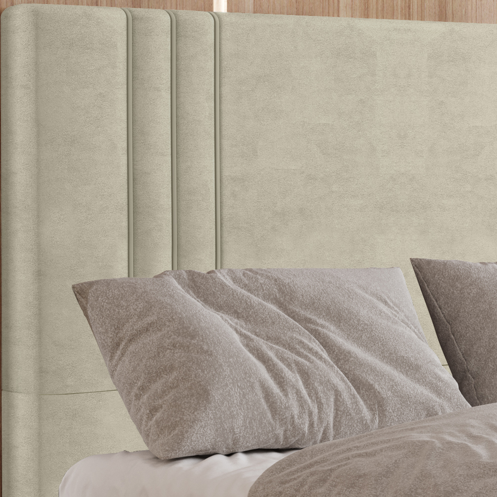 Cabeceira Solteiro 88 cm London Veludo Bege Soon
